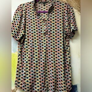 Ashley Blue Chain Pattern Shirt - Orange and Blue,Black,Red